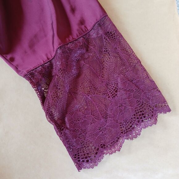 DB Studio Davids Bridal Belted Satin & Lace Purple Robe L/XL Sleepwear - Picture 4 of 5